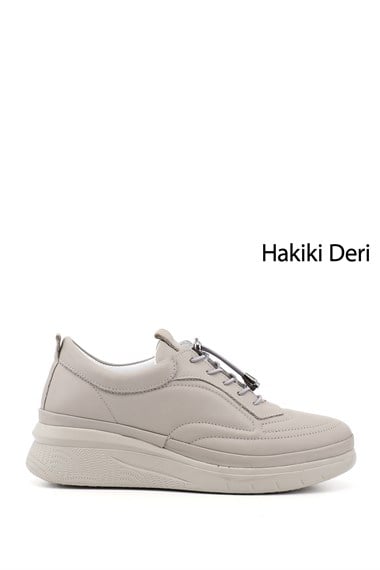 Womens Stone Laced Genuine Leather Sneaker
