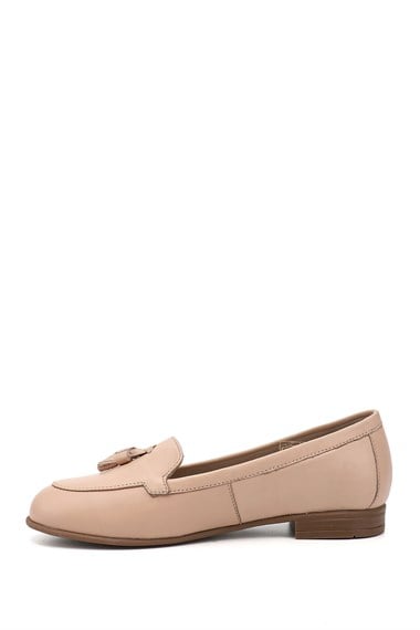 Womens Genuine Leather Ballerina Shoes with Skin Tassels