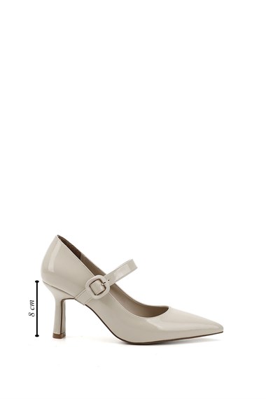 Womens Tan Patent Leather Pointed Toe Thin Heel Shoes
