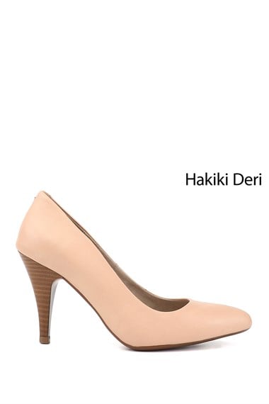 Kadın Ten Sivri Burun İnce Topuklu Hakiki Deri Stiletto