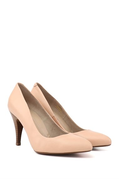 Kadın Ten Sivri Burun İnce Topuklu Hakiki Deri Stiletto