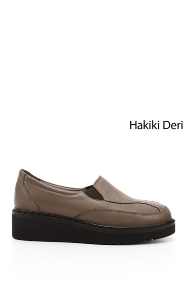 Kadın Vizon Antik Dolgu Taban Hakiki Deri Ayakkabı