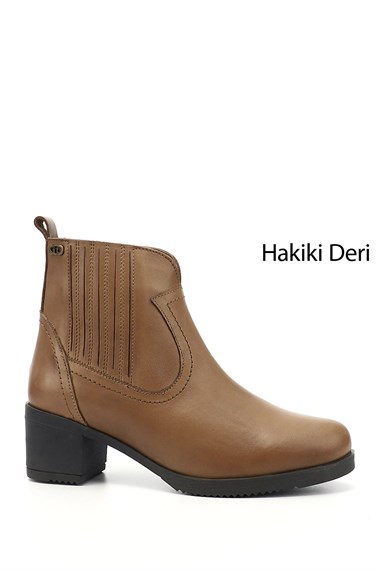 Womens Mink Antique Zipper Thick Heel Genuine Leather Boots