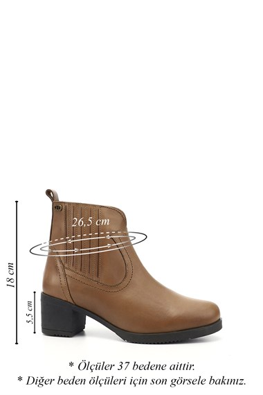 Womens Mink Antique Zipper Thick Heel Genuine Leather Boots