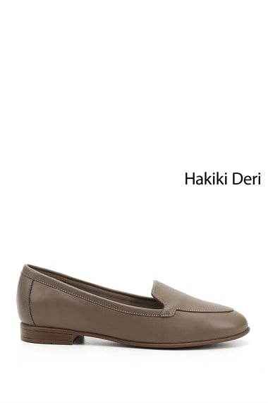 Kadın Vizon Antik Hakiki Deri Babet