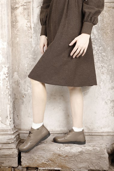 Womens Mink Antique Rubber Sole Genuine Leather Boots