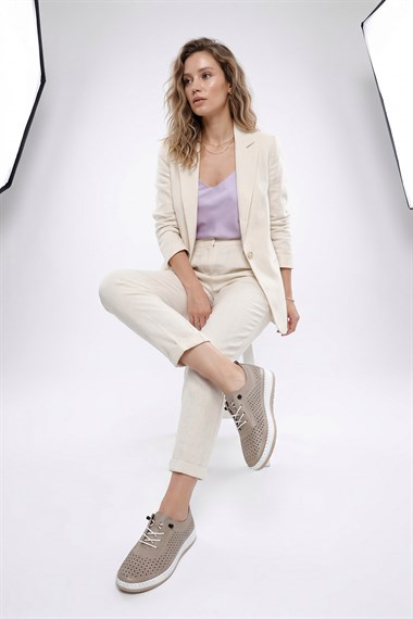 Kadın Vizon Bağcıklı Hakiki Deri Comfort Ayakkabı