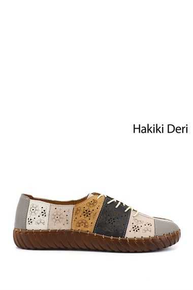 Kadın Vizon Bağcıklı Hakiki Deri Comfort Ayakkabı