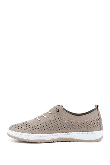 Kadın Vizon Bağcıklı Hakiki Deri Comfort Ayakkabı