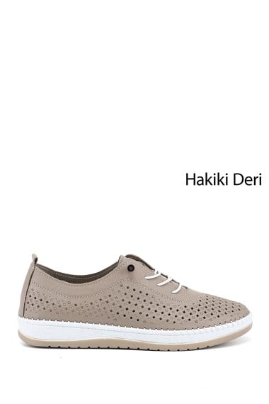 Kadın Vizon Bağcıklı Hakiki Deri Comfort Ayakkabı