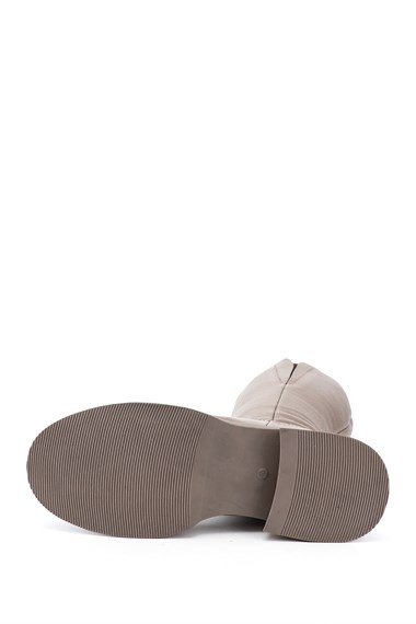 Womens Mink Floater Zippered Thick Heel Genuine Leather Boots