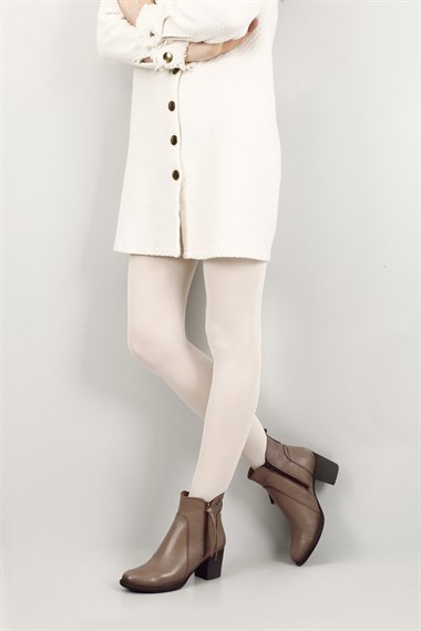 Womens Mink Floater Zippered Thick Heel Genuine Leather Boots