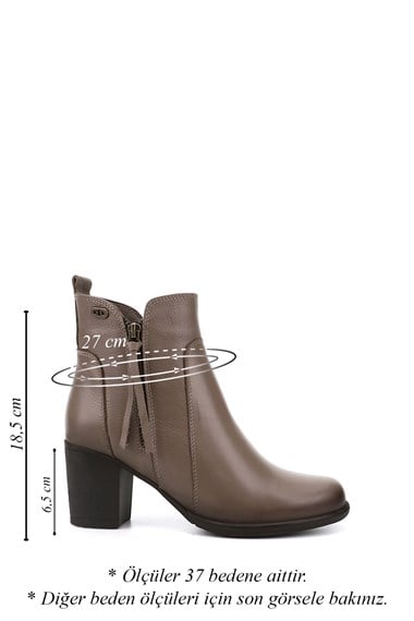 Womens Mink Floater Zippered Thick Heel Genuine Leather Boots