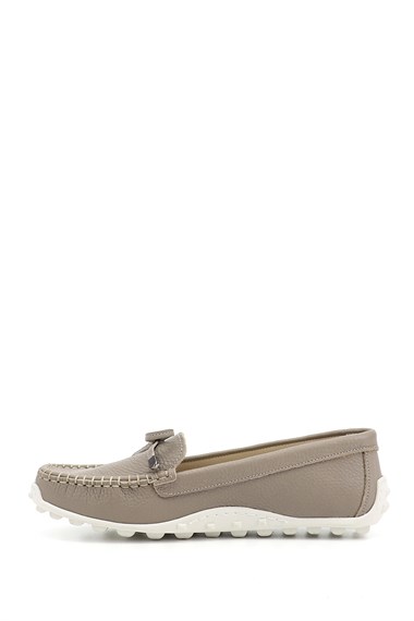 Kadın Vizon Floter Fiyonklu Hakiki Deri Comfort Loafer