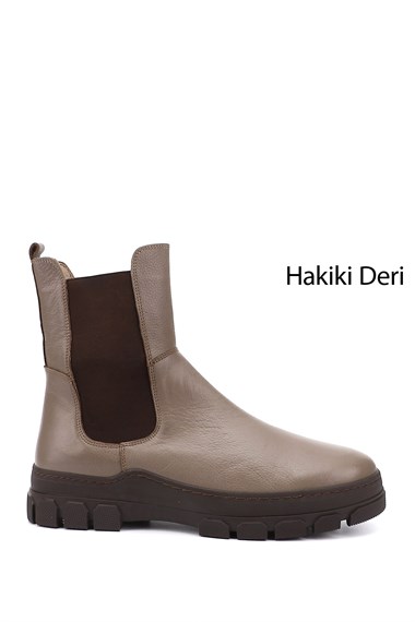 Womens Mink Floater Rubber Sole Genuine Leather Chelsea Boots