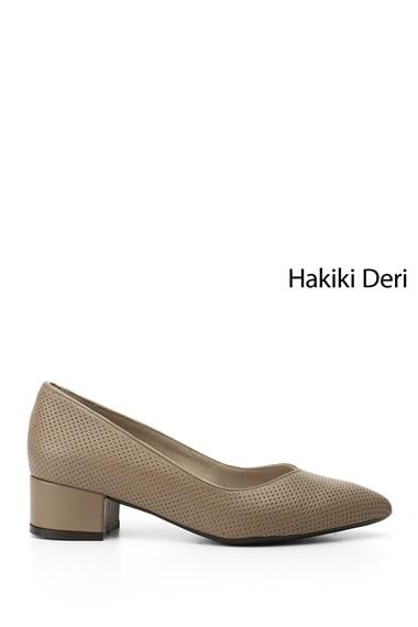 Kadın Vizon Kısa Kalın Topuklu Hakiki Deri Ayakkabı