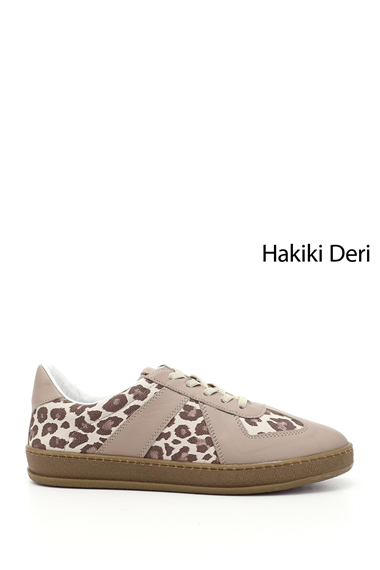 Kadın Vizon Lastik Bağcıklı Hakiki Deri Sneaker