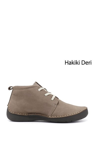 Kadın Vizon Nubuk Bağcıklı Hakiki Deri Comfort Bot