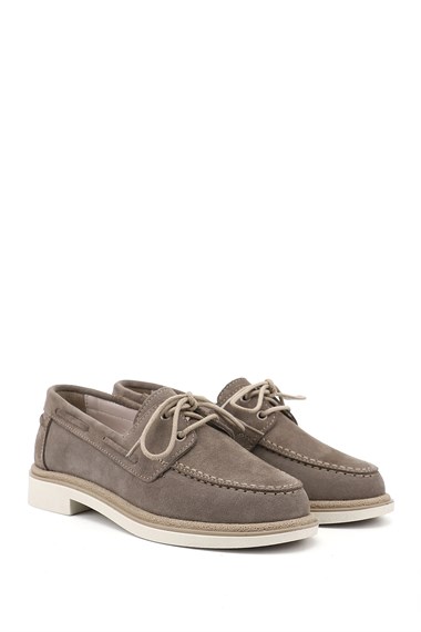 Kadın Vizon Süet Bağcıklı Hakiki Deri Ayakkabı