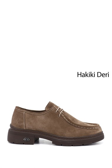 Kadın Vizon Süet Bağcıklı Hakiki Deri Comfort Ayakkabı