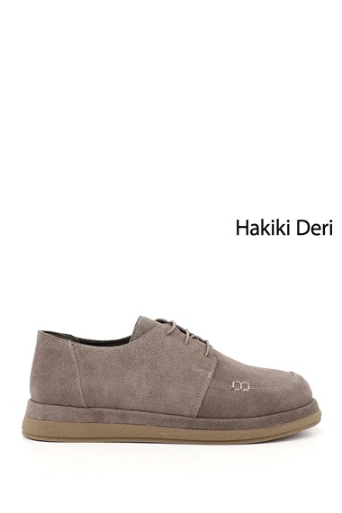 Kadın Vizon Süet Bağcıklı Hakiki Deri Ayakkabı