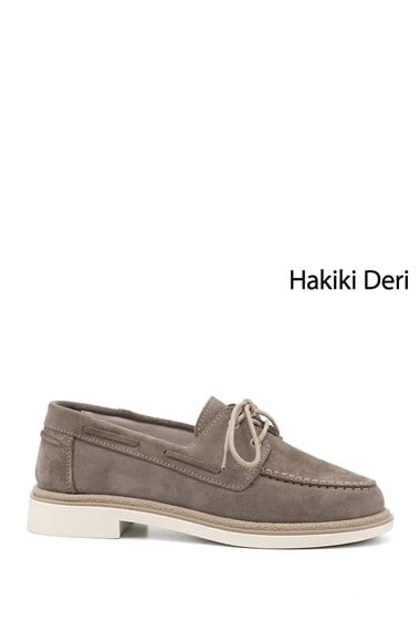 Kadın Vizon Süet Bağcıklı Hakiki Deri Ayakkabı