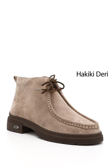 Kadın Vizon Süet Bağcıklı Hakiki Deri Comfort Bot