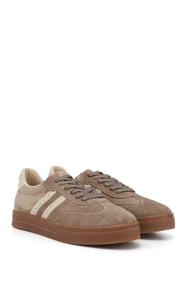 Kadın Vizon Süet Bağcıklı Sneaker