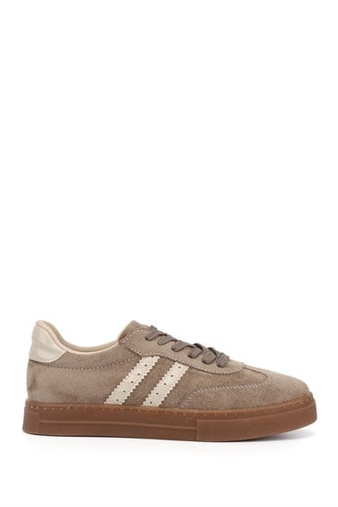 Kadın Vizon Süet Bağcıklı Sneaker