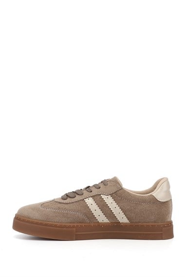 Kadın Vizon Süet Bağcıklı Sneaker