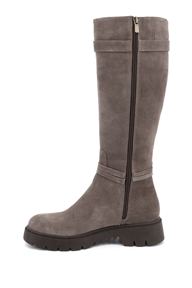 Womens Mink Suede Zippered Rubber Sole Genuine Leather Boots