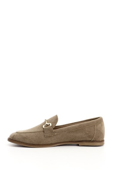 Womens Mink Suede Flat Toe Buckle Ballerina