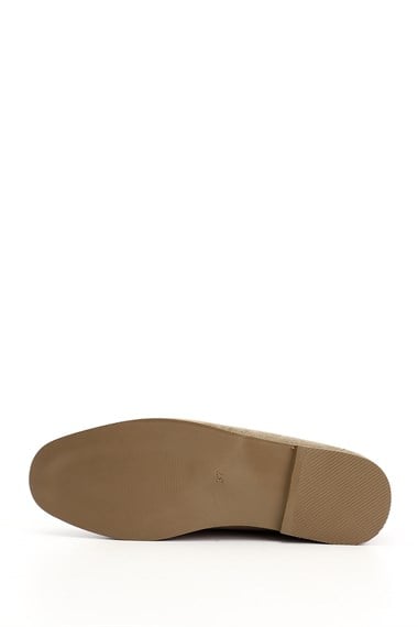 Womens Mink Suede Flat Toe Buckle Ballerina