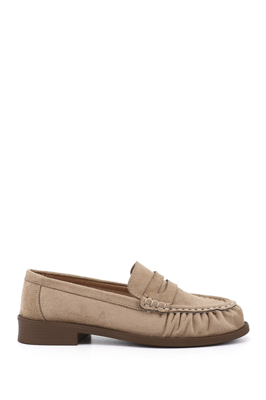 Kadın Vizon Süet Loafer Ayakkabı