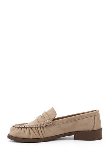 Kadın Vizon Süet Loafer Ayakkabı
