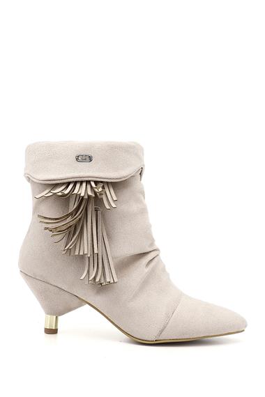 Womens Mink Suede Tassel Pointed Toe High-Heeled Boots
