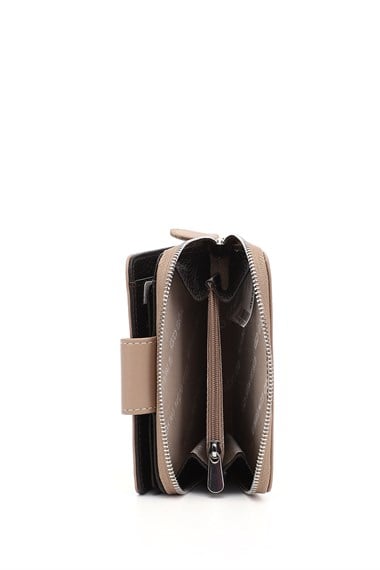 Kadın Vizona Kahve Dikey Hakiki Deri Cüzdan