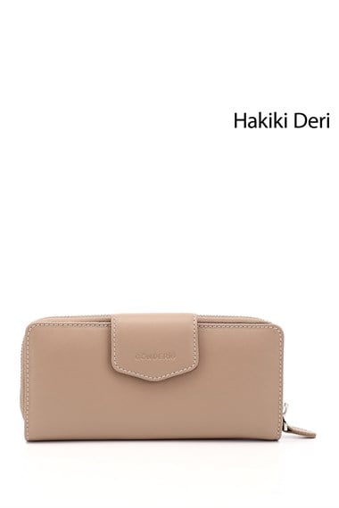 Kadın Vizona Kahve Yatay Hakiki Deri Cüzdan