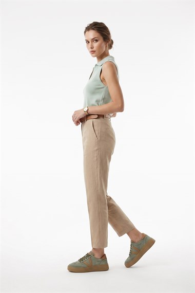 Kadın Yeşil Süet Bağcıklı Hakiki Deri Sneaker