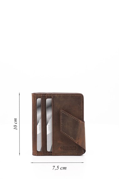 Kahve Crazy Hakiki Deri Unisex Kartlık
