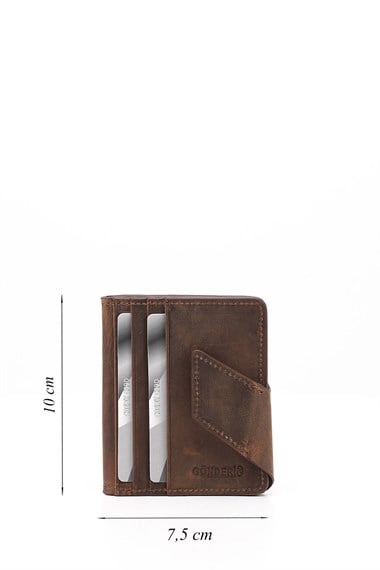 Kahve Crazy Hakiki Deri Unisex Kartlık