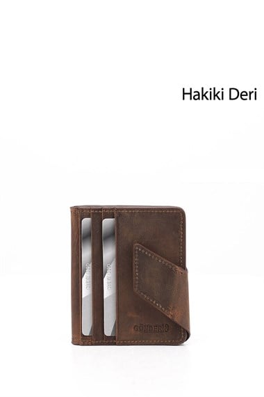 Kahve Crazy Hakiki Deri Unisex Kartlık