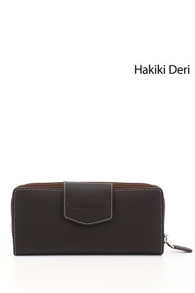 Kahveye Taba Gön Hakiki Deri Kadın Cüzdan 06909
