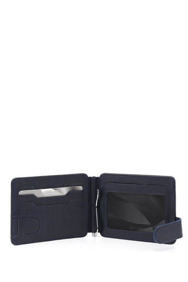 Lacivert Hakiki Deri Unisex Kartlık