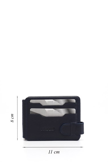 Lacivert Hakiki Deri Unisex Kartlık