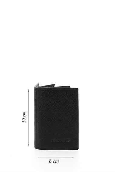 Siyah Gön Hakiki Deri Unisex Kartlık 06205