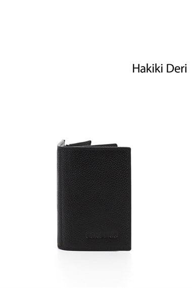Siyah Gön Hakiki Deri Unisex Kartlık 06205