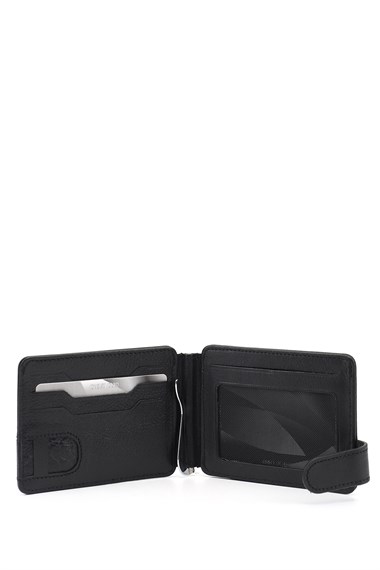 Siyah Hakiki Deri Unisex Kartlık