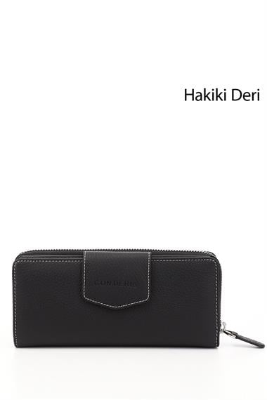 Siyaha Antrasit Gön Hakiki Deri Kadın Cüzdan 06909