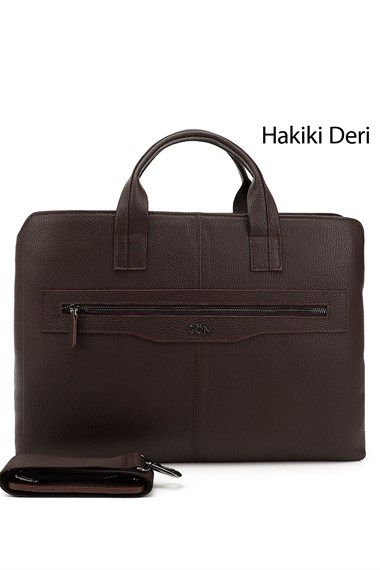 Unisex Kahve Antik Hakiki Deri Notebook Ve Evrak Çantası